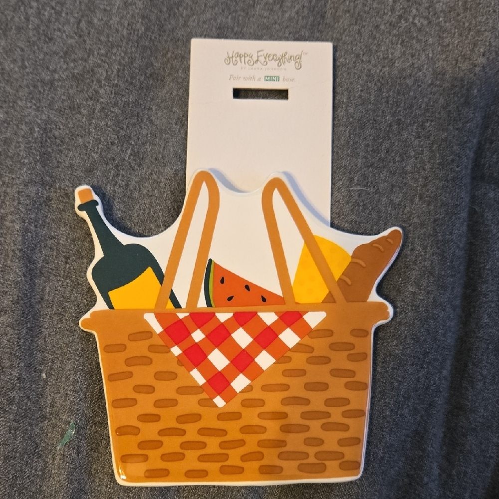 Happy Everything Coton Colors Picnic Basket Ornament with Red and Yellow Accents